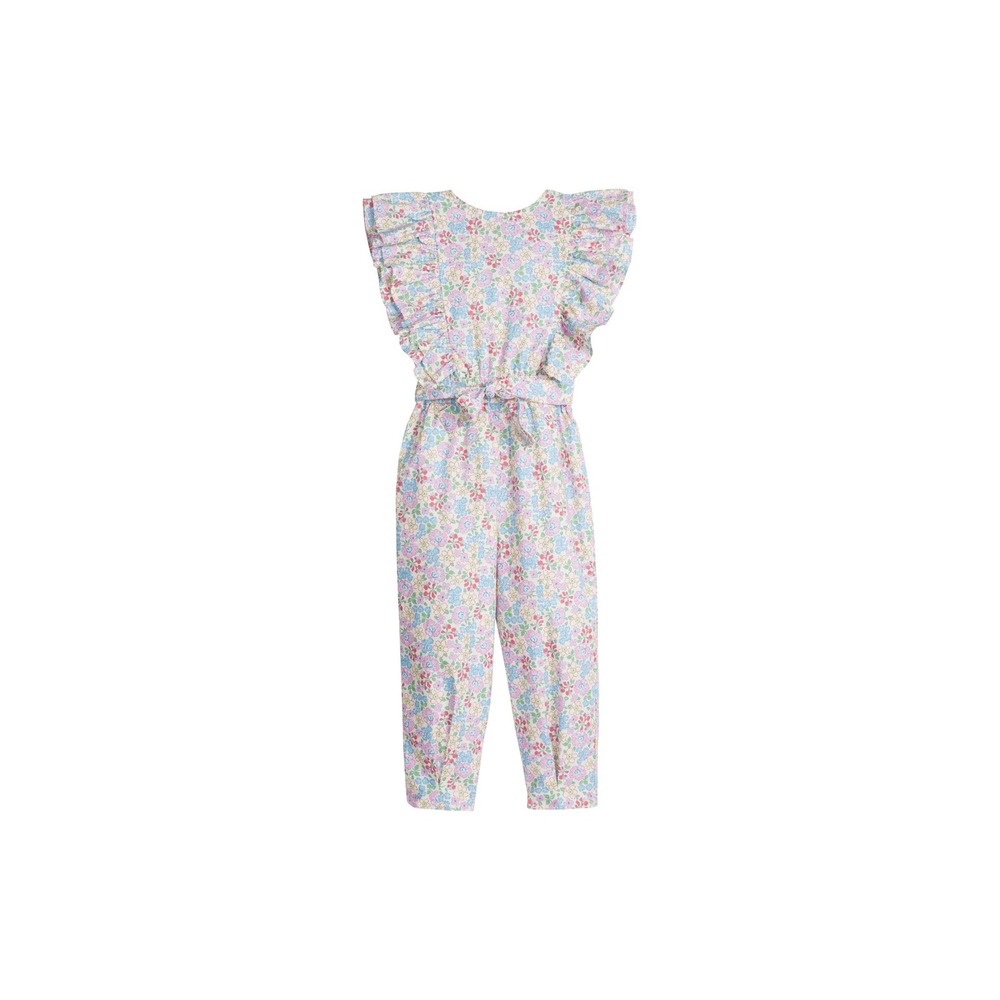 BISBY Sadie Jumpsuit 12 Bloomsbury Blue NWT Floral Ruffle Open Back Kids‎ Girl